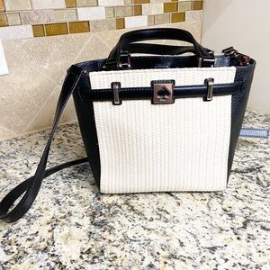 Kate Spade Leo Houston Street Straw & Leather Bag